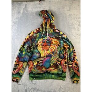 Electro Threads Rafiki Mandrill Hoodie Psychedelic Rave Large All Over Print